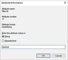 Screenshot of the NPS attribute information configuration